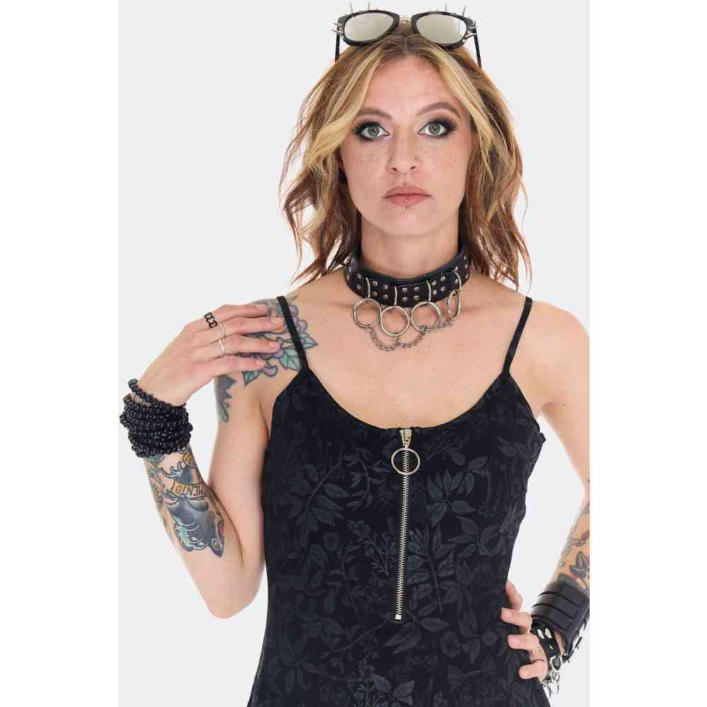 Jawbreaker - Cat Print Zip Front Mini dress - Black